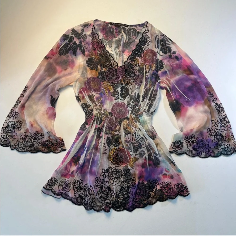 Floral Lace Trim Women's Fairy Top - Picture 3 of 9